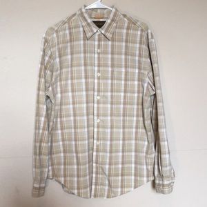 FINAL $ Timberland tan & white plaid LS shirt Sz M
